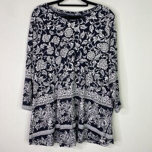 New Lucky Brand Floral Print Tunic Blouse Women's Plus Size 1X
